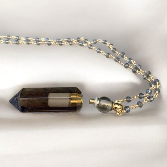 NWT New Aviva Stanoff Smoky Brown Quartz Crystal Bottle Pendant Necklace - Picture 4 of 8